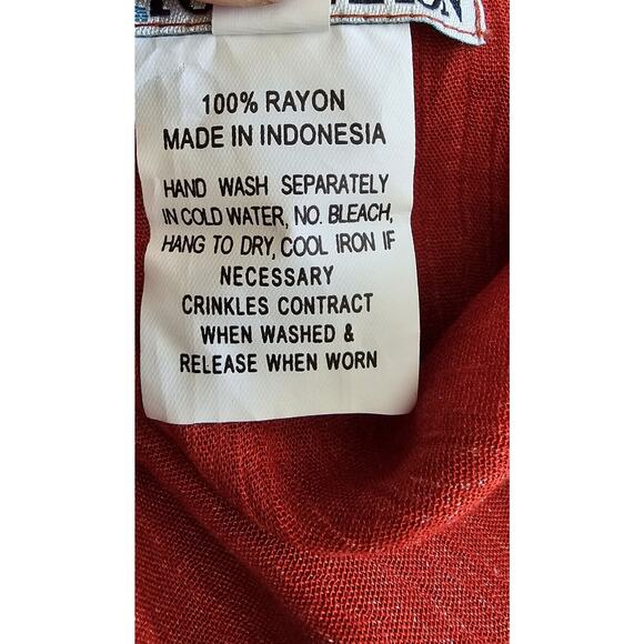 Southwest Indian Foundation Shirt Women's Size 2X Burnt Sienna Orange 100% Rayon - Picture 6 of 8